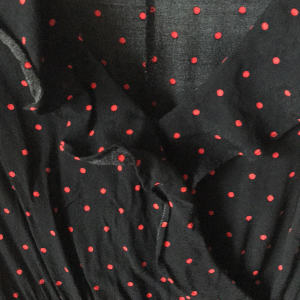 EXPRESS Petite // Ruffle Polka Dot Dress - Picture 2 of 7